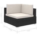 vidaXL Salon de jardin 8 Pièces avec coussins résine tressée noir