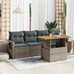 vidaXL Salon de jardin 5 Pièces avec coussins gris résine tressée