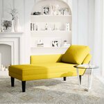 vidaXL Fauteuil long avec coussin et accoudoir droit jaune velours