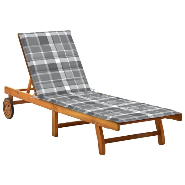 vidaXL Chaise longue de jardin avec coussin Bois d'acacia solide
