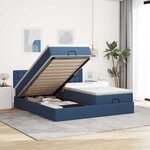 VidaXL Cadre de lit ottoman avec matelas bleu 200x200cm tissu
