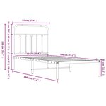 vidaXL Cadre de lit métal sans matelas avec tête de lit noir 90x190 cm