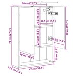 vidaXL Armoire Miroir de Salle de Bain Chêne artisan 50 x 14 5 x 70 cm