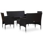 vidaXL Salon de jardin 5 Pièces avec coussins résine tressée noir