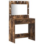 Coiffeuse 3 pièces vidaXL avec LED en bois d'ingénierie chêne fumé