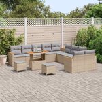 vidaXL Ensemble de canapé de jardin 13 Pièces Beige Poly rotin