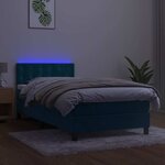 vidaXL Sommier à lattes de lit avec matelas LED Bleu foncé 100x200 cm