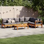 vidaXL Salon de jardin avec coussins 5 Pièces Bois d'acacia solide