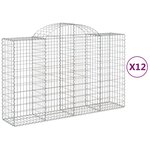 vidaXL Paniers à gabions arqués 12 Pièces 200x50x120/140 cm Fer galvanisé
