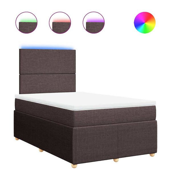 vidaXL Sommier à lattes de lit et matelas marron foncé 120x190cm tissu