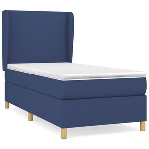 vidaXL Sommier à lattes de lit avec matelas Bleu 90x200 cm Tissu