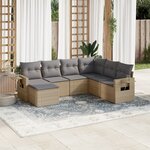 vidaXL Salon de jardin avec coussins 7 Pièces beige résine tressée