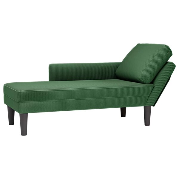 vidaXL Chaise longue avec coussin vert foncé tissu en velours côtelé