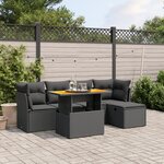 vidaXL Salon de jardin 6 Pièces avec coussins noir résine tressée