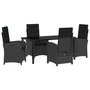 vidaXL Ensemble de salle à manger pour jardin 5 Pièces Noir polyrotin