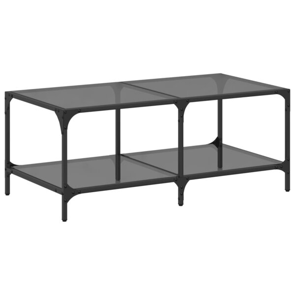 vidaXL Table basse avec dessus en verre noir 98 5x50x40 cm acier