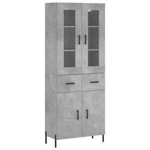 vidaXL Buffet haut Gris béton 69 5x34x180 cm Bois d'ingénierie