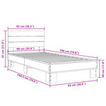 vidaXL Cadre de lit chêne sonoma 90x190 cm bois d'ingénierie et métal