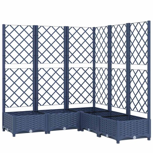 vidaXL Jardinière avec treillis bleu gris 120x120x121 5 cm PP