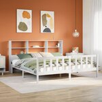 vidaXL Lit bibliothèque sans matelas blanc 200x200 cm bois pin massif