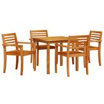 Ensemble de salle à manger de jardin 5 pièces en bois d'acacia solide