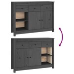 vidaXL Buffet Gris 100x35x74 cm Bois massif de pin