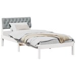 vidaXL Cadre de lit Blanc et gris clair 90 x 200 cm Bois massif en pin