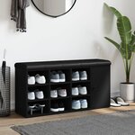 vidaXL Banc à chaussures noir 102x32x50 cm bois d'ingénierie