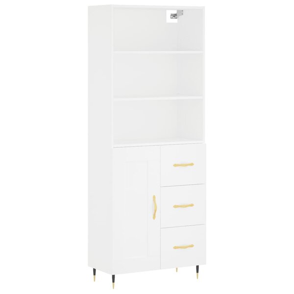 vidaXL Buffet haut Blanc 69 5x34x180 cm Bois d'ingénierie