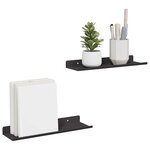 vidaXL Étagère Murale avec étagère 2 Pièces Noir 80 x 9 x 2.5 cm
