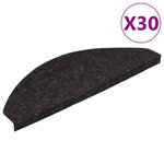 vidaXL Tapis d'escalier auto-adhésifs 30 Pièces noir 56x17x3 cm