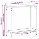 vidaXL Table console Chêne noir 75 x 30.5 x 75 cm Bois d'ingénierie