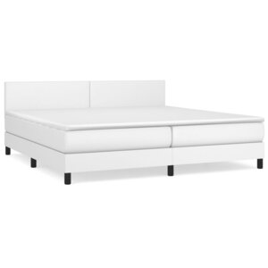 vidaXL Sommier à lattes de lit avec matelas Blanc 200x200cm Similicuir