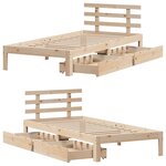 vidaXL Cadre de lit avec tiroirs sans matelas 75x190 cm