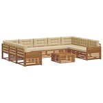 vidaXL Ensemble de canapés d'extérieur 10 pc Naturel et Beige