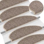 vidaXL Tapis d'escalier autocollants 15 Pièces 65x21x4 cm Beige foncé