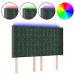 vidaXL Tête de lit à LED Vert foncé 147x16x118/128 cm Velours
