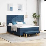 vidaXL Lit à ressorts avec tête de lit Bleu 200 x 160 cm tissu