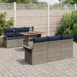 vidaXL Ensemble de canapé de jardin 7 Pièces Gris Poly rotin