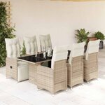 vidaXL Ensemble de bistro de jardin 7 Pièces coussins marron poly rotin