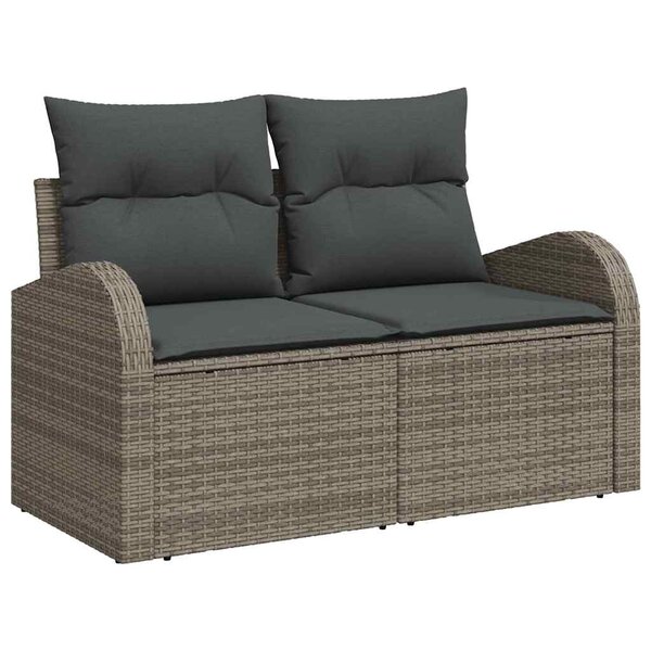 vidaXL Sofa de jardin 2 places avec des coussins en poly rattan gris