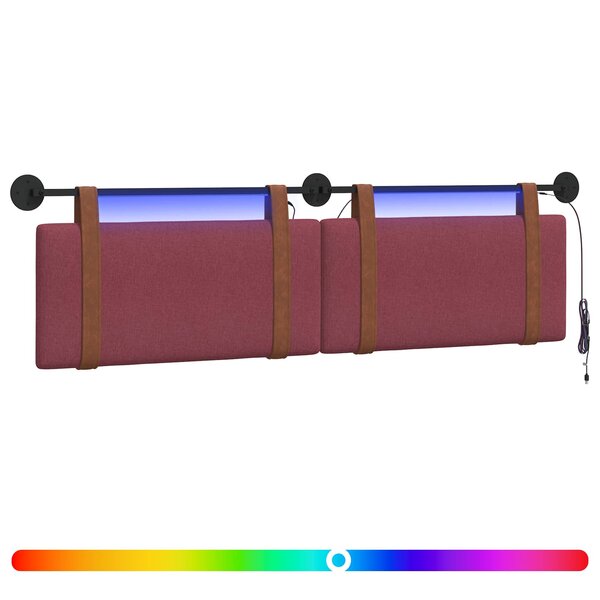 vidaXL Tête de lit suspendue Avec lumière LED Bordeaux PU antique