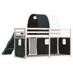 vidaXL Lit superposé sans matelas avec toboggan blanc noir 80x200 cm