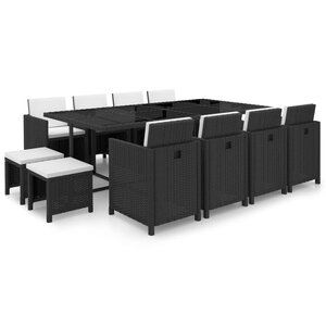 vidaXL Ensemble à manger d'extérieur 13 Pièces coussins Résine tressée
