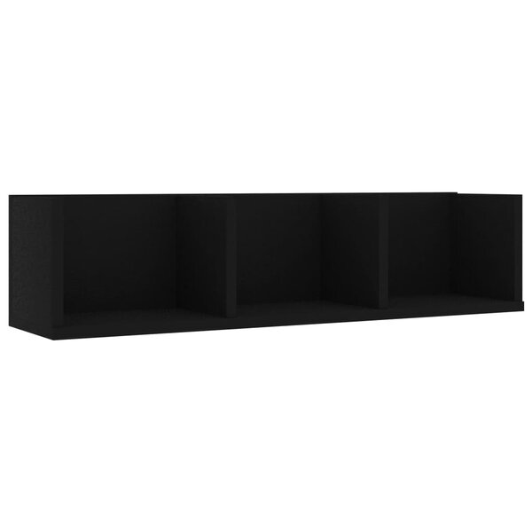 vidaXL Étagère murale à CD Noir 75x18x18 cm Bois d'ingénierie