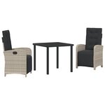 vidaXL Ensemble de salle à manger de jardin 3 pièces avec coussins en rattan poly gris clair