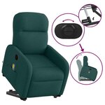 vidaXL Fauteuil inclinable de massage électrique Vert foncé Tissu