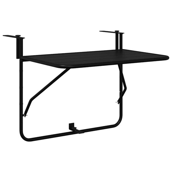 vidaXL Table Suspendue de Balcon Noir 60 x 39 x 65 cm Acier