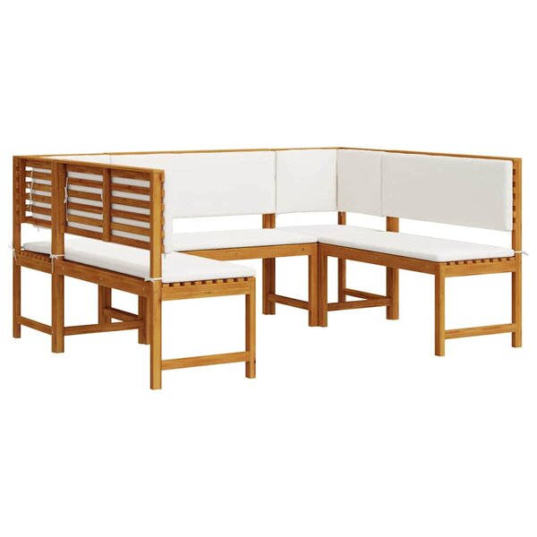 vidaXL Ensemble de banc de jardin 5 Pièces Marron Bois d'acacia massif