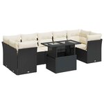 vidaXL Salon de jardin 8 Pièces avec coussins noir résine tressée